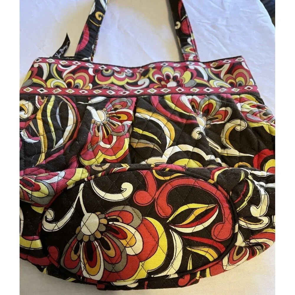 Retired Brown Yellow Red Floral Vera Bradley Pucini Handbag Purse HOBO Bag NWOT
